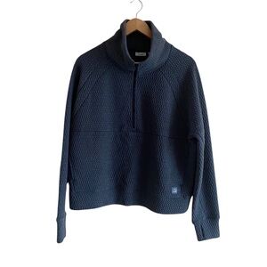 L.L. Bean Women's Navy Blue Quarter-Zip Waffle Knit Pullover
